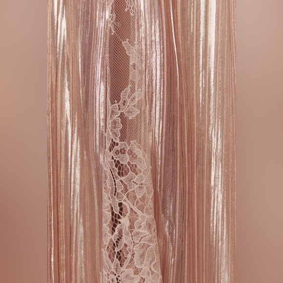 Sabina Musayev Franny Deep-V Satin A-Line Rose Gold midi Dress - Picture 6 of 11